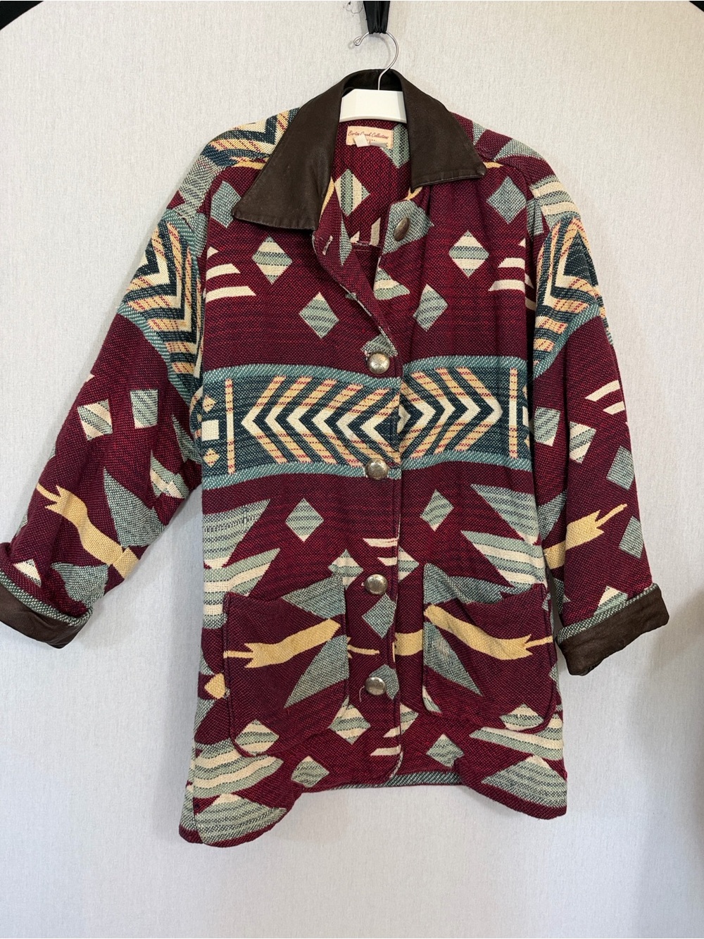 Vintage Boho Aztec Southwestern Western Cotton Jacket oversized Made in USA